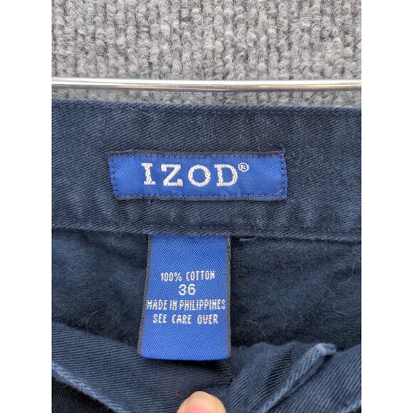Mens Izod Chino Shorts Size 36 Blue Button Back Pockets 100% Cotton - Picture 7 of 9